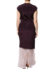 Barbara Casasola Brown Silk Short Sleeves Sheath Maxi Dress - IT40|S - Dresses