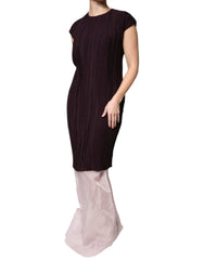 Barbara Casasola Brown Silk Short Sleeves Sheath Maxi Dress - IT40|S - Dresses