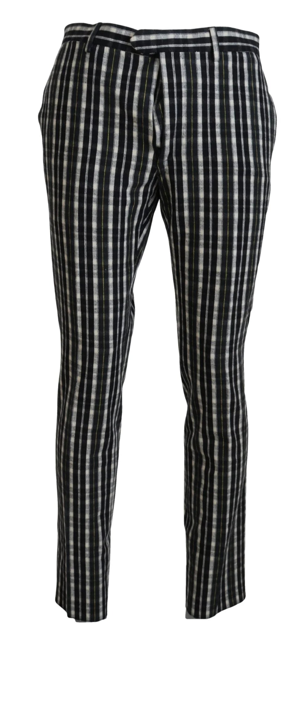 BENCIVENGA Black Checkered Cotton Casual Pants - IT46 | S - Trousers