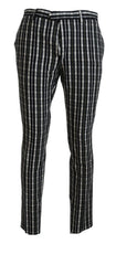 BENCIVENGA Black Checkered Cotton Casual Pants - IT46 | S - Trousers