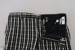 BENCIVENGA Black Checkered Cotton Casual Pants - IT46 | S - Trousers