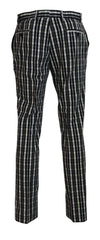 BENCIVENGA Black Checkered Cotton Casual Pants - IT46 | S - Trousers