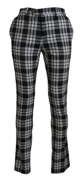 BENCIVENGA Black Checkered Cotton Men Casual Pants - IT48 | M - Trousers