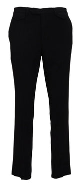 BENCIVENGA Black Cotton Straight Fit Men Formal Pants - IT48 | M - Trousers