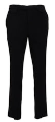 BENCIVENGA Black Cotton Straight Fit Men Formal Pants - IT48 | M - Trousers