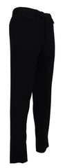 BENCIVENGA Black Cotton Straight Fit Men Formal Pants - IT48 | M - Trousers