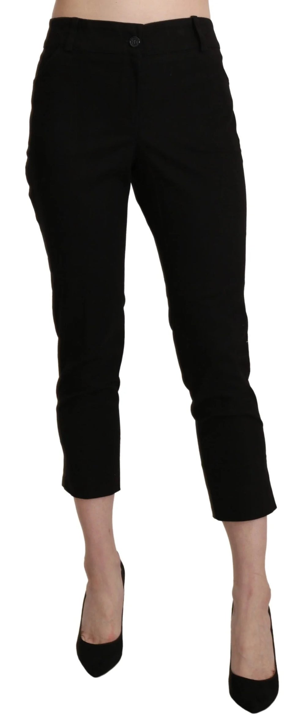 BENCIVENGA Black High Waist Skinny Cropped Dress Trouser Pants - Trousers