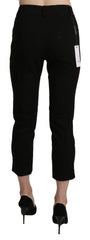 BENCIVENGA Black High Waist Skinny Cropped Dress Trouser Pants - Trousers