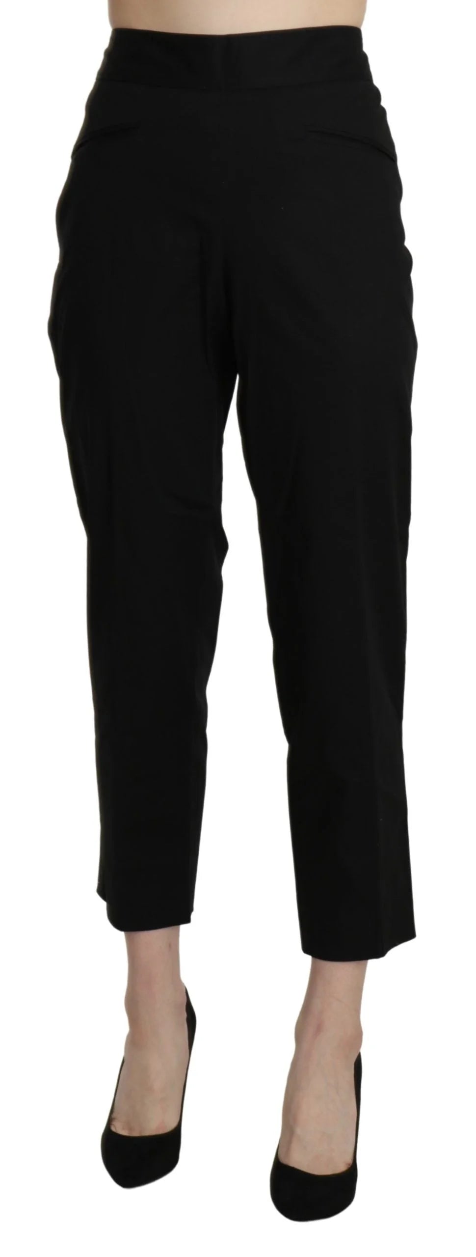 BENCIVENGA Black High Waist Straight Cropped Dress Pants - IT44|L - Trousers