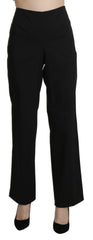 BENCIVENGA Black High Waist Straight Dress Trouser Pants - IT46|XL - Trousers