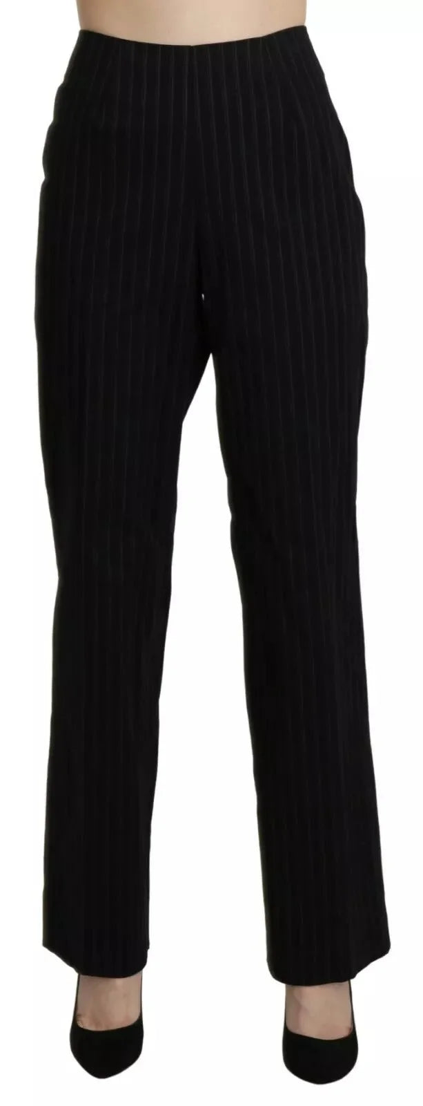BENCIVENGA Black High Waist Straight Dress Trouser Pants - IT48|XXL - Trousers