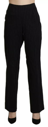 BENCIVENGA Black High Waist Straight Dress Trouser Pants - IT48|XXL - Trousers