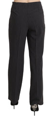 BENCIVENGA Black Striped Cotton Sretch Dress Trousers Pants - IT42|M - Trousers