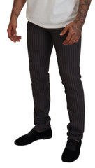 BENCIVENGA Brown Stripes Slim Fit Men Pants - Trousers