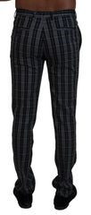BENCIVENGA Gray Checkered Slim Fit Men Pants - IT46 | S - Chinos
