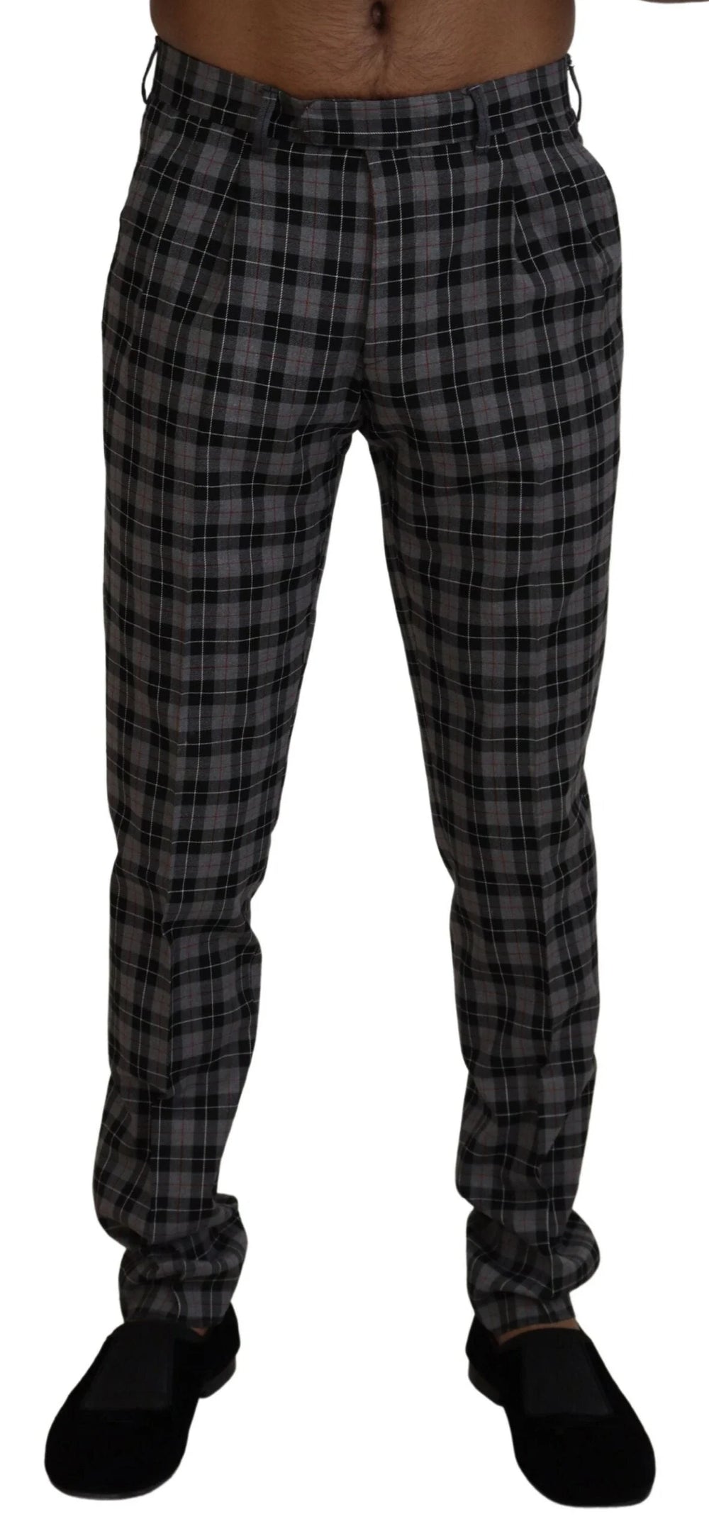 BENCIVENGA Gray Checkered Slim Fit Men Pants - IT46 | S - Chinos