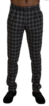 BENCIVENGA Gray Checkered Slim Fit Men Pants - IT46 | S - Chinos