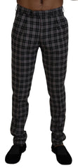 BENCIVENGA Gray Checkered Slim Fit Men Pants - IT46 | S - Chinos