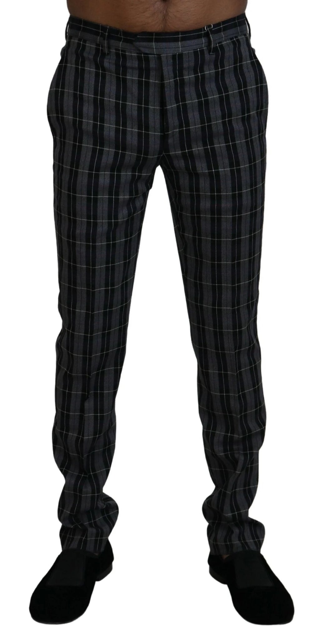 BENCIVENGA Gray Checkered Slim Fit Men Pants - IT46 | S - Chinos