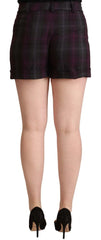 BENCIVENGA Multicolor Checkered Mid Waist Folded Hem Shorts - Short Trousers