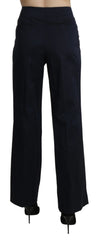 BENCIVENGA Navy Blue High Waist Straight Dress Trouser Pants - IT46|XL - Trousers