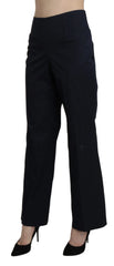 BENCIVENGA Navy Blue High Waist Straight Dress Trouser Pants - IT46|XL - Trousers