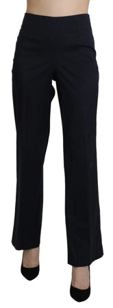 BENCIVENGA Navy Blue High Waist Straight Dress Trouser Pants - IT46|XL - Trousers