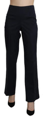 BENCIVENGA Navy Blue High Waist Straight Dress Trouser Pants - IT46|XL - Trousers