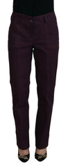 BENCIVENGA Purple Cotton Mid Waist Women Tapered Pants - Trousers