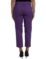 BENCIVENGA Purple Cotton MidWaist Straight Cropped Pants - IT48|XXL - Trousers