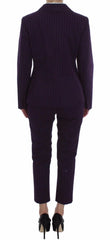BENCIVENGA Purple Striped Stretch Coat Blazer Pants Suit - IT48 | XL - Pant Suits