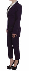 BENCIVENGA Purple Striped Stretch Coat Blazer Pants Suit - IT48 | XL - Pant Suits