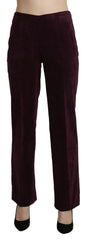 BENCIVENGA Purple Suede High Waist Straight Trouser Pants - IT48|XXL - Trousers