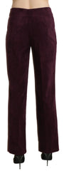 BENCIVENGA Purple Suede High Waist Straight Trouser Pants - IT48|XXL - Trousers
