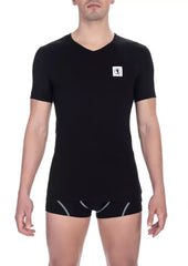 Bikkembergs Black Cotton Men V-Neck T-Shirt - T-Shirts