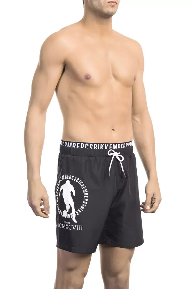 Bikkembergs Black Polyester Men Swim Short - Swim Boxers