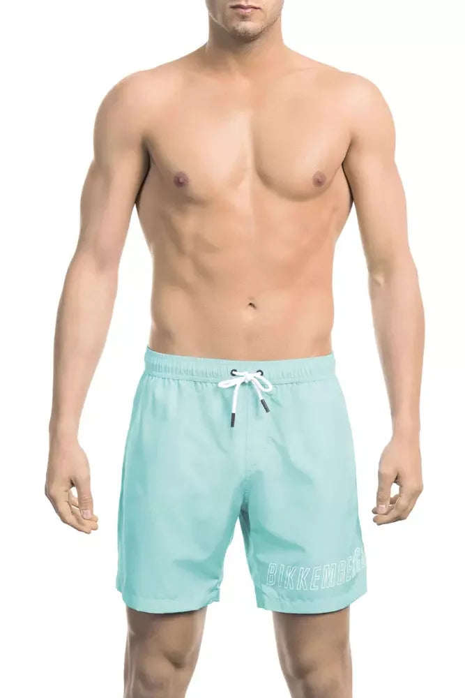 Bikkembergs Light Blue Polyester Men Swim Short - Swim Boxers