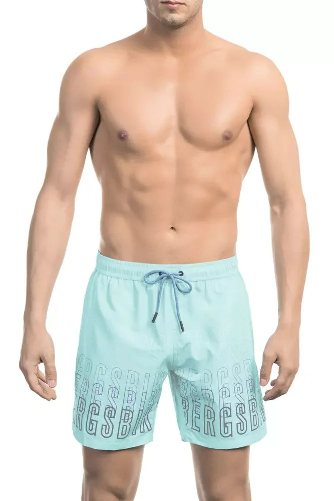 Bikkembergs Light Blue Polyester Men Swim Short - Swim Boxers