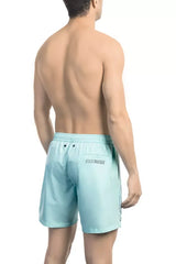 Bikkembergs Light Blue Polyester Men Swim Short - Swim Boxers