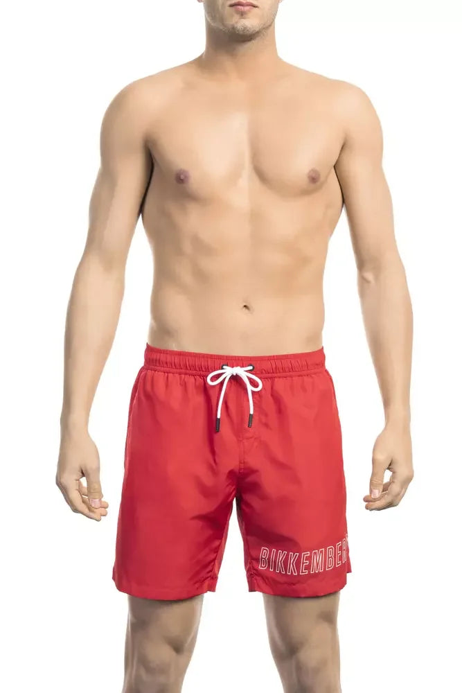 Bikkembergs Red Polyester Men Swim Short - Swim Boxers