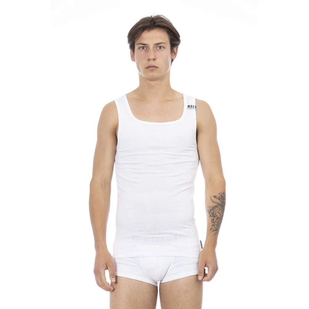 Bikkembergs White Cotton Men’s Tank Top - Tank Tops