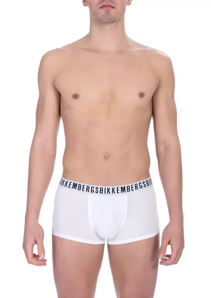 Bikkembergs White Cotton Men’s Trunk Underwear Twin Pack - L - Trunks