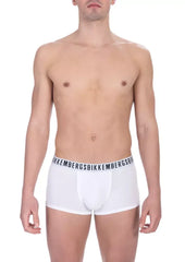 Bikkembergs White Cotton Men’s Trunk Underwear Twin Pack - L - Trunks