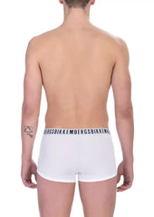 Bikkembergs White Cotton Men’s Trunk Underwear Twin Pack - L - Trunks