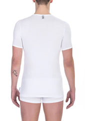 Bikkembergs White Cotton Men’s V-Neck T-Shirt - T-Shirts