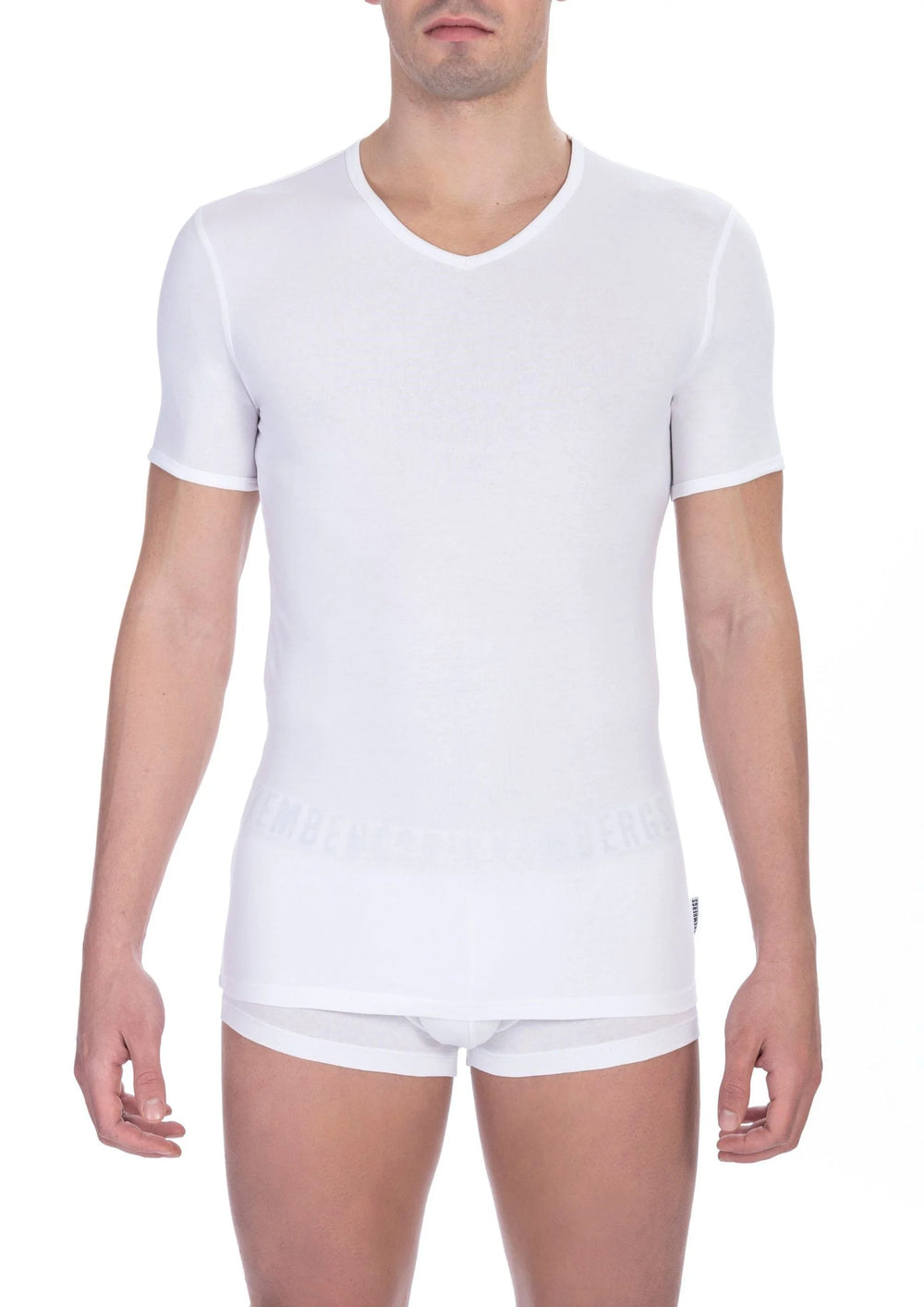 Bikkembergs White Cotton Men’s V-Neck T-Shirt - T-Shirts