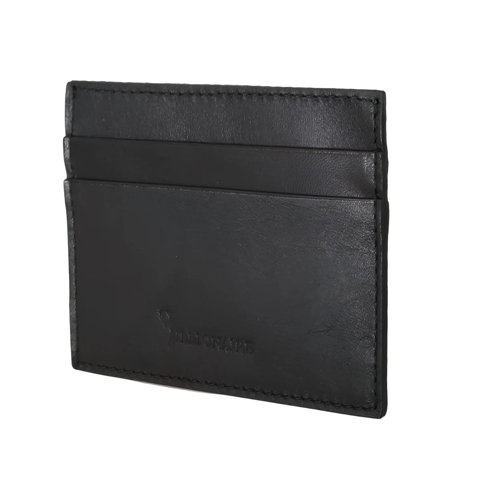 Billionaire Italian Couture Black Leather Cardholder Wallet - Card Cases