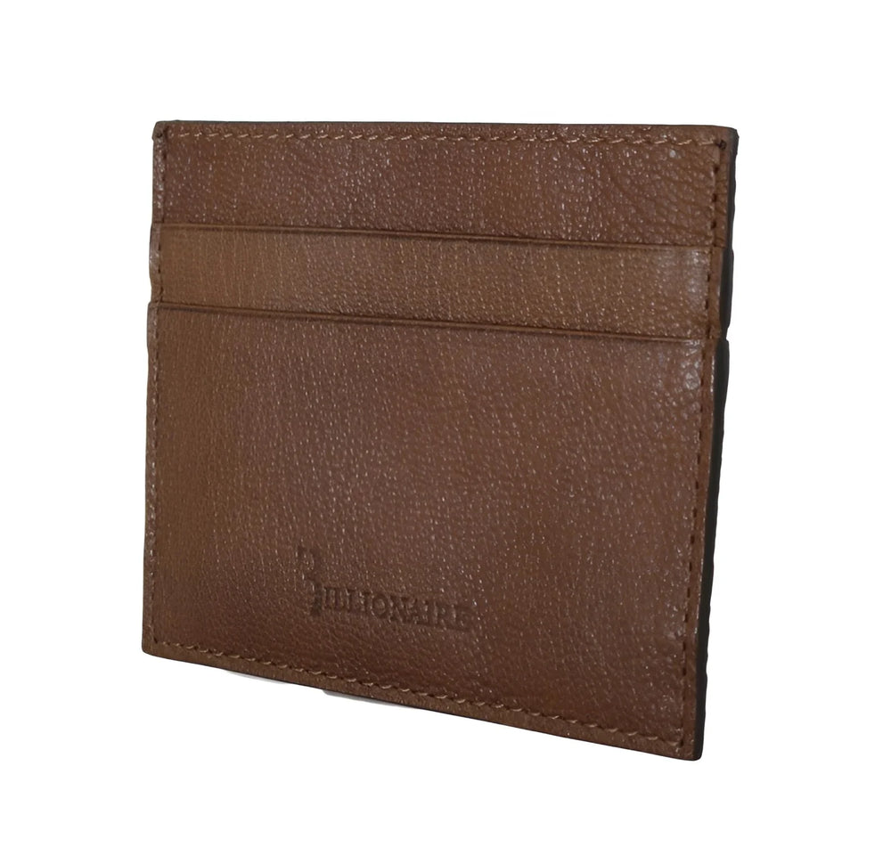 Billionaire Italian Couture Brown Leather Cardholder Wallet - Card Cases