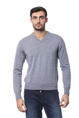 Billionaire Italian Couture Gray Merino Wool Men Sweater - Sweaters