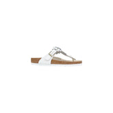 Birkenstock White Leather Flat Sandals